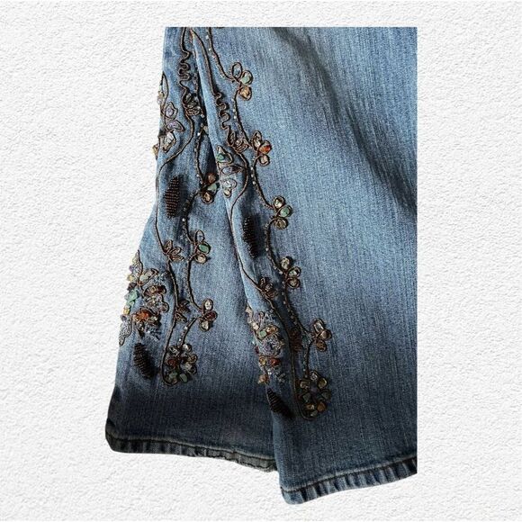 Vintage INC Women’s Size 12 Embellished Whimsical Fairy Flared Jeans Stretch - Picture 4 of 11